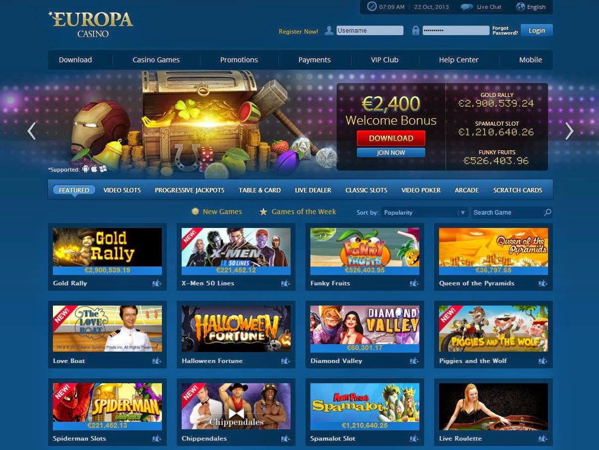 europa casino бездепозитный бонус